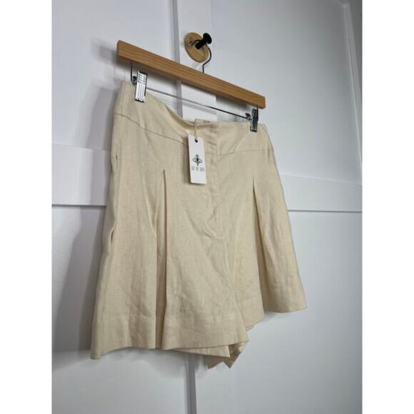 NWT Just Bee Queen High Waist Pleated Front Marlow Shorts Vanilla Size: Medium - Picture 3 of 8